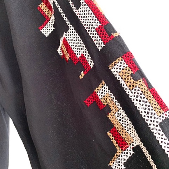 Embroidered Peasant Dress Tunic Belted Beaded Boho - Picture 12 of 13